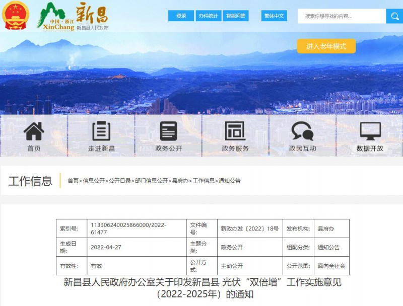 浙江新昌：大力推進工商業(yè)建筑屋頂光伏，全縣現(xiàn)有黨政機關、事業(yè)單位等公共建筑屋頂實現(xiàn)100%安裝