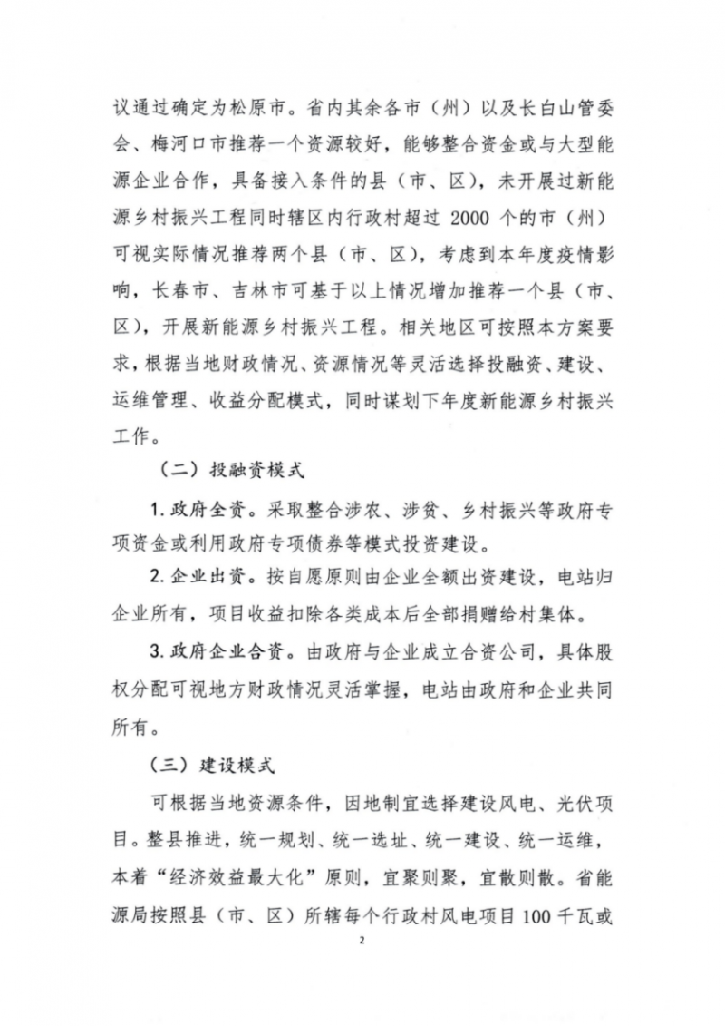 吉林省能源局發布全國首個出臺的省級“新能源+鄉村振興”方案！